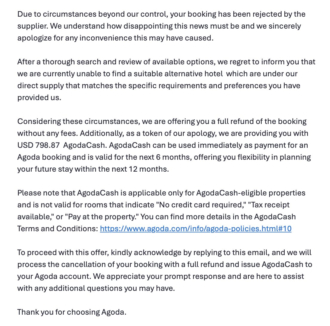 cherylfuerte's tweet photo. @agoda Why am I not surprised this doesn't end here, haha. The Agodacash compensation in their latest email is $798.87 and guess what's deposited in my account? @agoda Your CS team doesn't know the difference between $79.89 and $798.87? #travelscam #agoda https://t.co/7L22MGoxPj