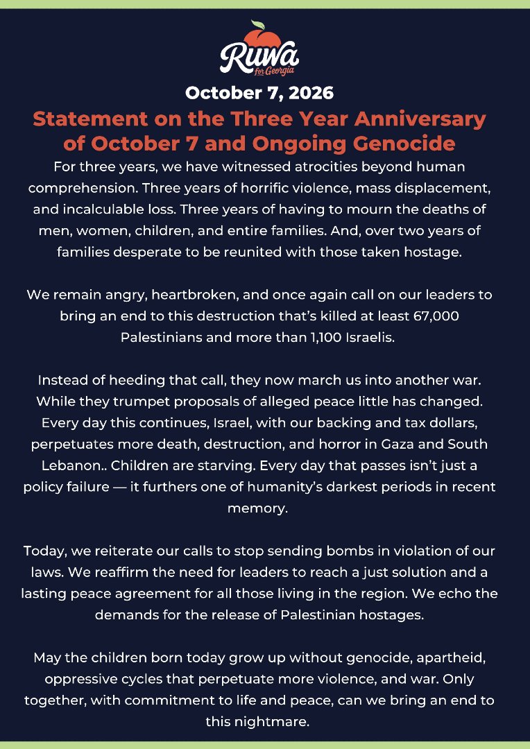 ruwaromman's tweet photo. Statement on the Three Year Anniversary of October 7 and Ongoing Genocide https://t.co/UpPy9vhlDM