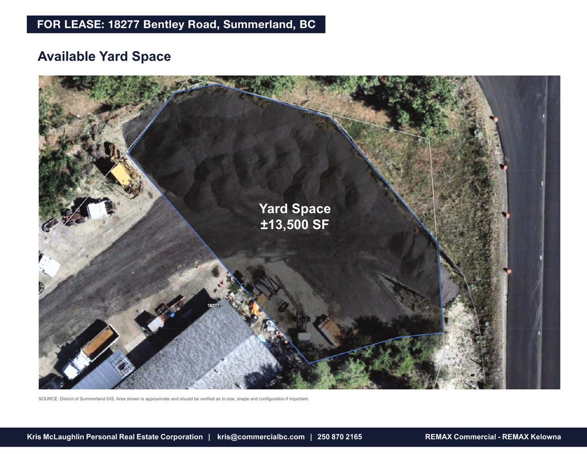 kmclaughlinCCIM's tweet photo. FOR LEASE | 18277 Bentley Rd, Summerland
±5,440 SF / ±3,745 SF industrial units + ±13,500 SF yard.
Package: https://t.co/G3iLuDrkEb
#CCIM #REMAXCommercial https://t.co/wAh4ehAjfF