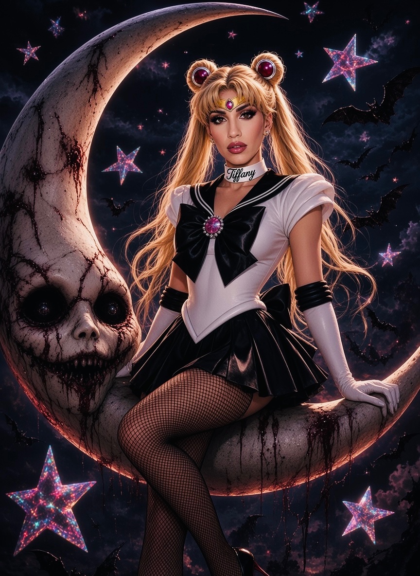 JennlovesSteven's tweet photo. Asked Grok to mash up Tiffany Valentine + Sailor Moon and it UNDERSTOOD the assignment. In the name of the moon, I'll stab you with love!๐ช๐
#Grok https://t.co/rYXxkfbuA0