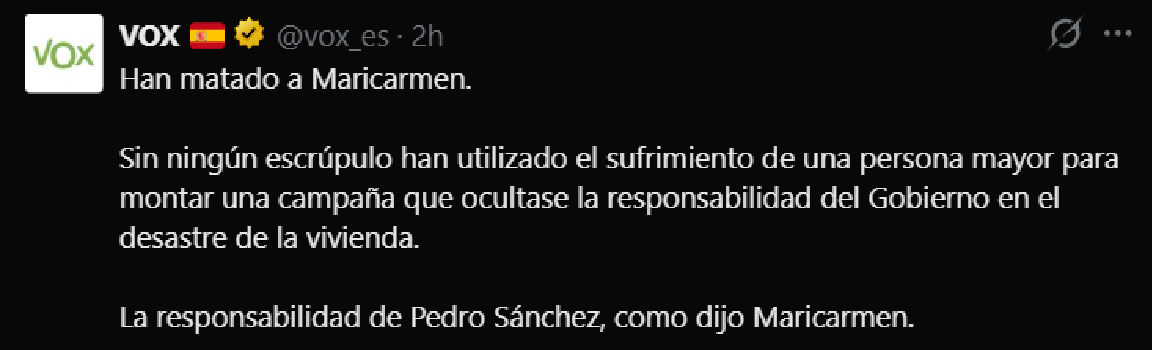 huesoperro_'s tweet photo. Si fuera por vosotros no hubiesen sido 4 intentos de desahucio, hubiesen sido 0 y Maricarmen estaría en la calle en cuanto el fondo buitre la quisiera fuera.

Por algo Maricarmen militaba en el sindicato de inquilinas y no en VOX.

A ver a cuántos tontos engañáis con esta mierda. https://t.co/mVfRh1xMJF