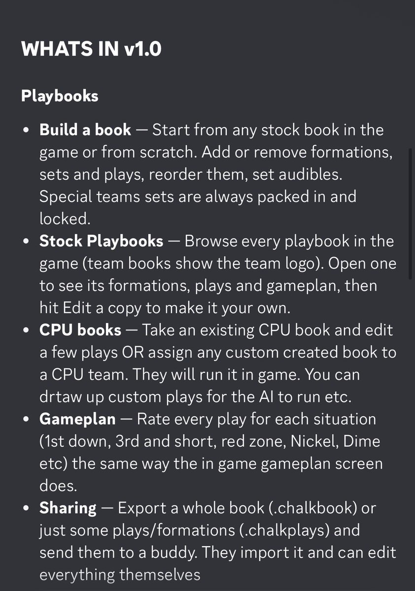 CatholicPacman's tweet photo. Love this play by Wisconsin… but what I really love is this brand new CFB play designer by @Justin__Dixon 🧠

—

He made this. 

“Chalkboard v1.0”

A custom playbook, formation and play editor for CFB27. Build offense and defense books, draw up your own formations and plays, set the gameplan (coach suggestion weights and AI playcalling weights), and the tool writes the mod + playbook save for you. Books can also be set to replace a CPU team's playbook. Meaning you can make Northwestern run the triple option.