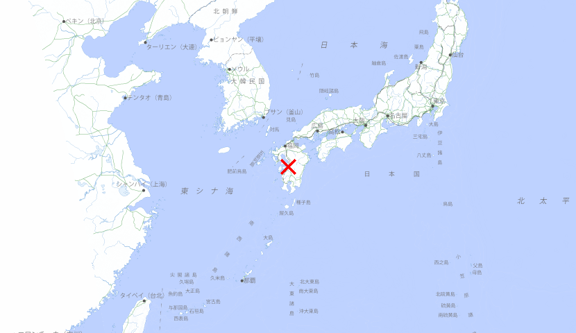 NetaSetsuk64797's tweet photo. 【地震速報】
◾ 発生時刻：08日 06:36
◾ 震源地：熊本県熊本地方
◾ 最大震度：2
◾ M3.1
今後の情報に注意してください。画像出典:国土地理院 https://t.co/DkqXRMpcLV