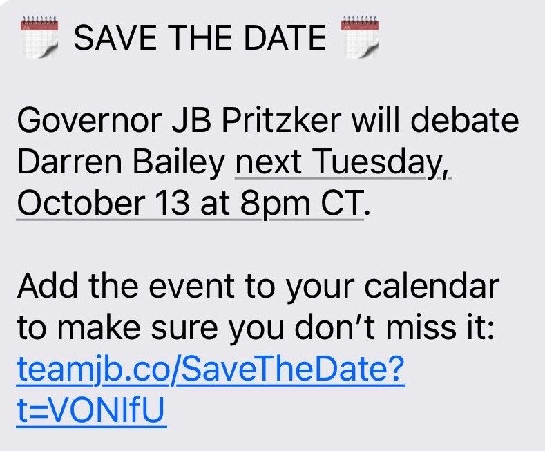 IlliniJen's tweet photo. Well, it's official.

@JBPritzker will finally debate Darren Bailey.

Just imagine the avalanche of lies Pritzker will tell next week.

Grab your popcorn. 🍿 https://t.co/6EXBYChkns