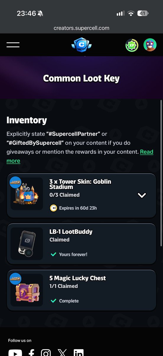 shisui2k25's tweet photo. Giveaway 

3 People can win the Tower Skin Goblin Statium

Requirements : 

Leave a comment and follow me on TikTok cbrshisui 

Giveaway ends at 31th October 

Good Luck 🍀

#SupercellPartner #GiftedBySupercell https://t.co/4nFoB275VZ