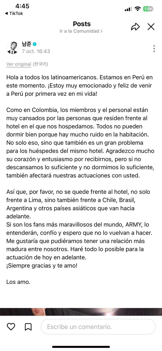 FollowTrick_AR's tweet photo. —Esto ya se los había dicho hace tiempo a muchas ARMYs 😭. No es algo nuevo ni que esté diciendo recién ahora; él ya había pedido en varias ocasiones que respetaran su espacio y dejaran de esperarlos/seguirlos frente al hotel. (+) https://t.co/WKEoGyGvDX