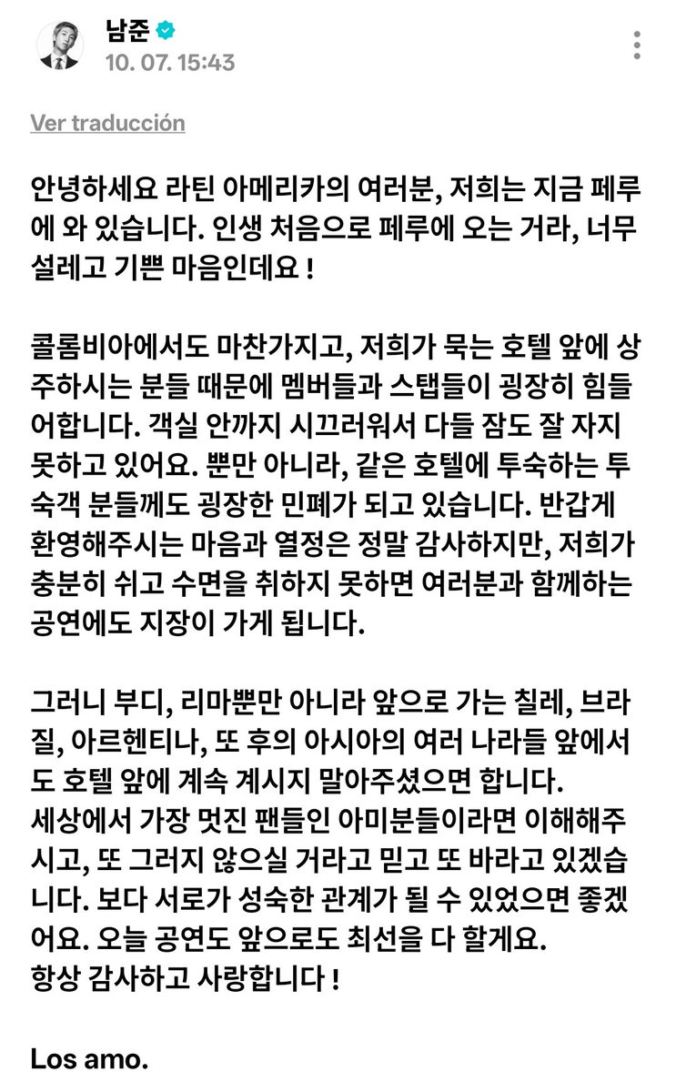 lvsyoonpj's tweet photo. Qué triste que namjoon tuviera que venir a hablar de esto, y PEDIR algo que no se debería pedir, espero que sólo así entiendan. https://t.co/wSzXTUmwls