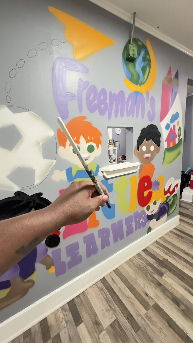 JrocJarvis's tweet photo. Painted a new daycare in Memphis, what a blessing. 🌎⚽️🏀🎨🔥 https://t.co/Jbs7lm25ay