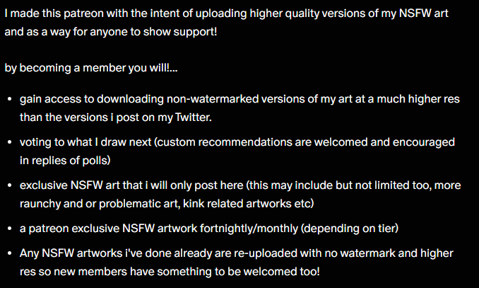 CheezToasy's tweet photo. soooo. i've been working on setting up a patreon! its currently under review (new account things) so fingers crossed it gets sorted soon and i can share it with you all!

disclaimer it is paid to view but in the png explains what you will get when becoming a member! 

with patreon exclusive art, ill post very cropped/teaser like versions here but of course if you want the full image you'll have to be a member over on my patreon 

(with this in mind i'll only ever do teasers for the end of the month exclusive not the first fortnight artwork since that is exclusive to the 2nd tier 

i'll still post full uncensored artworks here too they just wont be high res, have a watermark, and probs will be more sketch, then fully rendered when my patreon is up n running