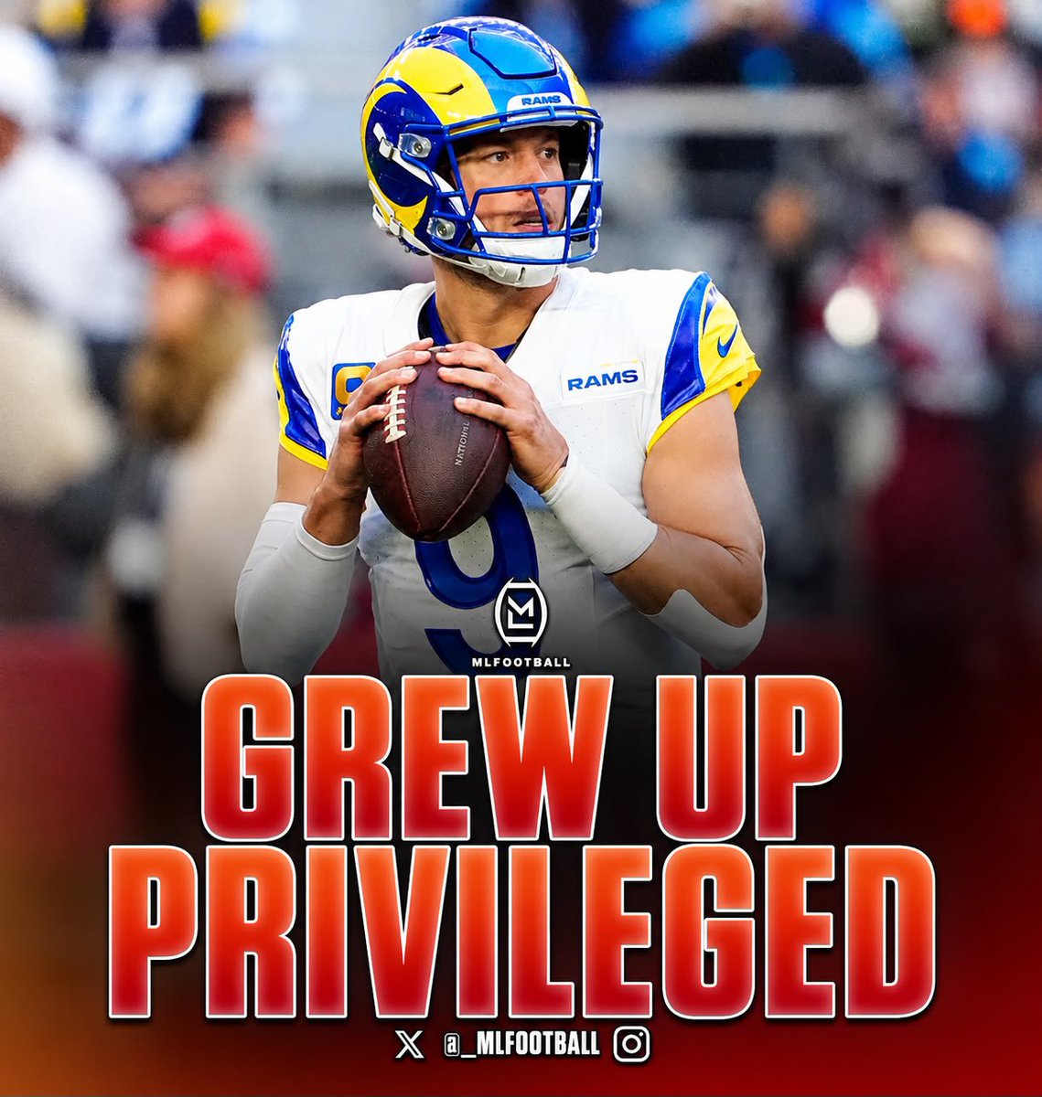 MLFootball's tweet photo. 🚨🚨POWERFUL🚨🚨

#Rams superstar QB Matthew Stafford revealed that he GREW UP PRIVILEGED in one of the wealthiest neighborhoods in the country.

Stafford took it upon him to educate and grow as a person, saying, “Police brutality, white privilege, racism — it’s all real”

“I grew up in Highland Park, Texas, which is probably one of the most privileged places in the country.”

Matt said he “was not exposed to a lot of diversity… I was not educated on these issues, and I probably said a bunch of stupid things when I was young that I regret. But a big part of life is about looking inside yourself and trying to evolve as a person.”