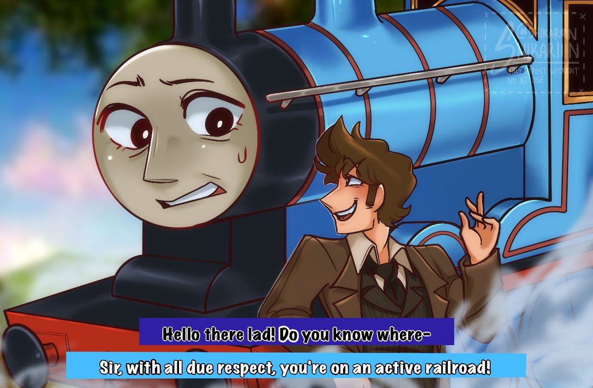 Shikariiin's tweet photo. Strange Crossover 
#ttte #thomasandfriends #drwho https://t.co/gaGIBCH5mj