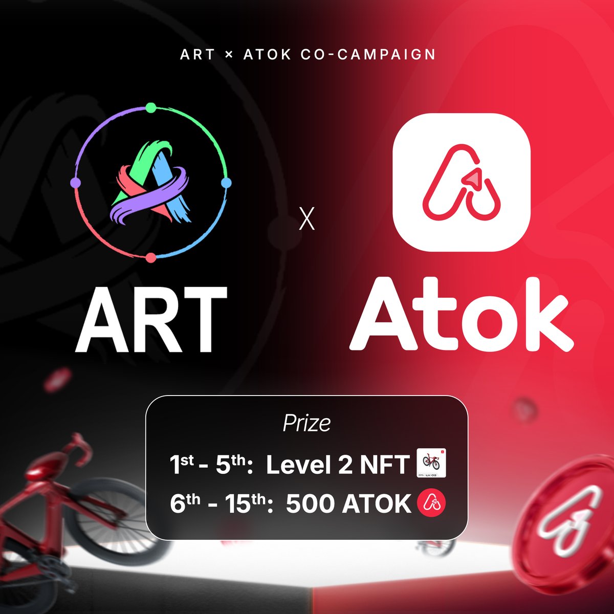 ArtPlatformX's tweet photo. 🚨 ART × ATOK SURPRISE EVENT — COMING SOON

We've teamed up with @Atok_App for an exclusive surprise drop series.

🏆 PRIZES PER EVENT:
→ 1st–5th reply: Level 2 NFT
→ 6th–15th reply: 500 ATOK Tokens

⚠️ NOT LIVE YET. Today is your prep day.
Follow this channel and stay active. The event will drop on a random day at a random time no announcement, no countdown.

When you see the event post: reply with your NFT address IMMEDIATELY. First 15 confirmed Atok App users win.

📌 Get your NFT address now (don't wait):
Atok App → Manage → Receive → Receive Digital Edition → Copy

Must be an active Atok App user to qualify.

👀 Stay in this channel. The drop could be tomorrow. It could be today. You won't know until it hits.

📣 FOLLOW NOW:

💎ART Telegram Channel → https://t.co/fuMGiYxCqO
💎ART Telegram Community → https://t.co/WnzMeXqiEj
💎ART on X → https://t.co/kGkONQqLEY