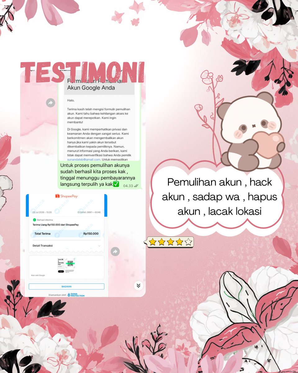 chellzie1's tweet photo. ALL JASA

✅JASA HAPUS AKUN 
✅JASA PULIHKAN &amp; BALIKIN AKUN LUPA PASWORD/KE HACK
✅JASA LACAK LOKASI
✅JASA SADAP WA
✅RESET HP
✅JASA LACAK HP BY NO HP / IMEI
✅JASA HACK/PEMULIHAN AKUN
(EMAIL,IG,WA,TWITER/X,
FB,TIKTOK,LINE,TELEGRAM)

HUBUNGI JIKA ADA KENDALA SOSMED🫶
#zonauang https://t.co/qw5W9YQVBa