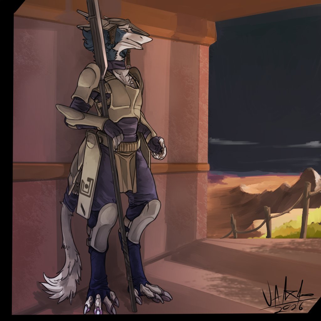 JakkaiReborn's tweet photo. Guard watching the sunset on the Lyvanks!
#sergal #Vilous https://t.co/AEI60uxTr5
