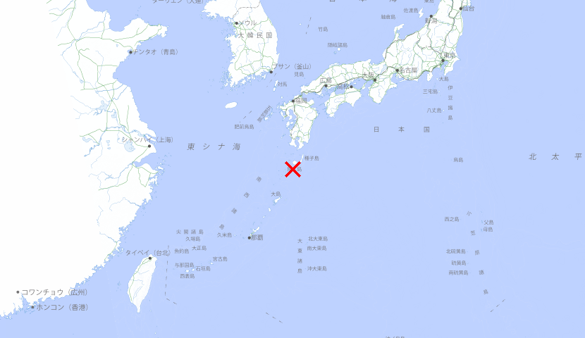 NetaSetsuk64797's tweet photo. 【地震速報】
◾ 発生時刻：08日 11:43
◾ 震源地：トカラ列島近海
◾ 最大震度：1
◾ M3.7
今後の情報に注意してください。画像出典:国土地理院 https://t.co/SfmKZHM2Gb