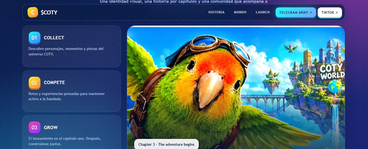 CotyVillafa_Off's tweet photo. 🚨 NEW ON COTY WORLD! 🦜💙
📲 COTY WORLD IS NOW ON TELEGRAM! 🦜🔥

🌐 Website: https://t.co/7UxXvd5iVd
📲 Telegram: https://t.co/ZoCL2OaH1J

#Memecoin #Telegram #Updates #Pumpfun https://t.co/Qj6yC8HVbC