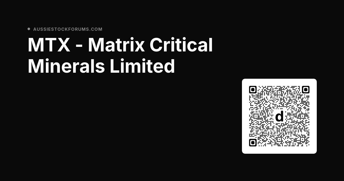 asxforum's tweet photo. MTX - Matrix Critical Minerals Limited: Matrix Critical Minerals Limited is an Australian critical-minerals exploration company established as a subsidiary of Orbit Resources Limited to acquire and advance a portfolio of projects in New South Wales. Its… dlvr.​it/TVqPkS https://t.co/oq76tUzpXU