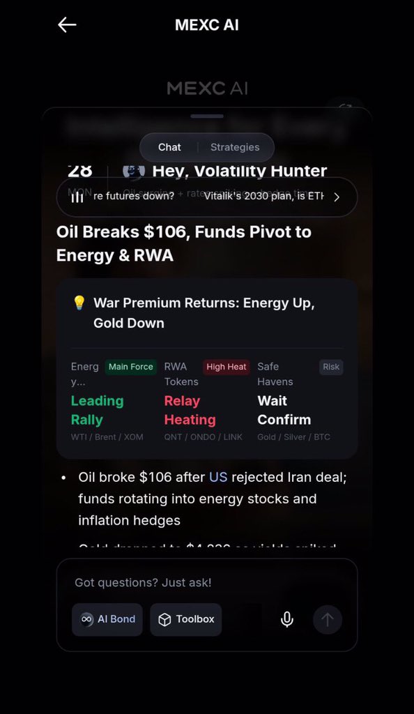 ELKOMSNDA016's tweet photo. Honestly, the artificial intelligence feature in MEXC is worth trying, you talk to him as you talk to an expert, and he analyzes the market for you, executes deals and manages your account in seconds 🔥

#TradingTakesTwo   

@MEXC_AZ 🤍🤍 You are the best https://t.co/YtbIEQybhU