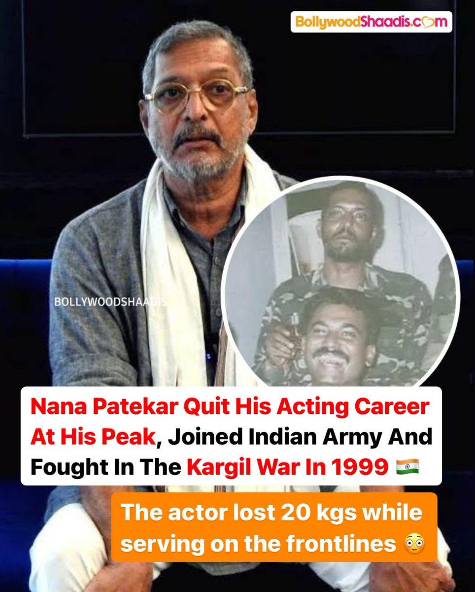 FilmsDiscourse's tweet photo. @akshaykumar Nana Patekar was pride of India who temporarily left films and served for India army in Kargil War https://t.co/bV56dsWqwu
