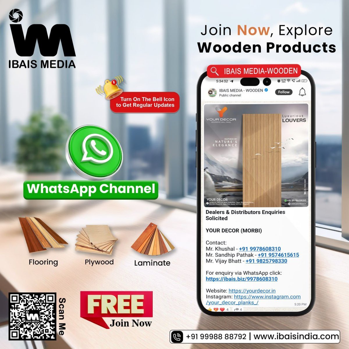 ibais_hardware's tweet photo. IBAIS MEDIA | Rajkot 🏢
WOODEN PRODUCTS
WhatsApp: https://t.co/E7c8OkEsrc
Channel: https://t.co/dpS27Z7MPz
Website: https://t.co/INWvI2enOK
.
#IBAISMedia #WoodenProducts #Plywood #Laminates #Flooring #Veneer #MDF #Louvers #RajkotHardware #B2BPlatform https://t.co/YrCI3NyWxF