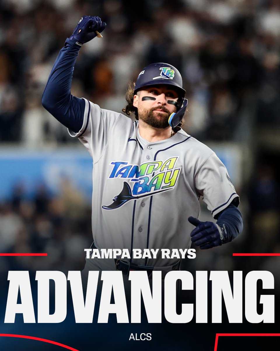 espn's tweet photo. Rays complete a sweep of the Yankees 🧹

Tampa Bay is headed to the ALCS‼️ https://t.co/9V79UTWBc1