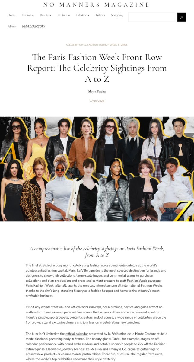 ercelfiles's tweet photo. 🇺🇸 No Manners Magazine spotlights Hande Erçel at Paris Fashion Week, describing her as one of Türkiye’s most prominent stars in recent years and a fixture on international red carpets and Fashion Weeks worldwide, with appearances at Elie Saab and Valentino.❤️‍🔥✨

#HandeErçel https://t.co/zotFBcXpEG