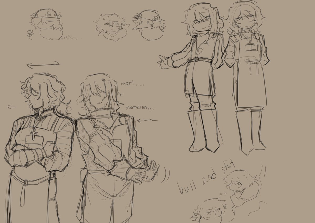 lexiriouse's tweet photo. here are a few older drawings (i estimated made around july-sept) before their current designs

they were meant to just be g/d sonas but eventually had their own personality so they became ocs wwww

darker brown bg ones were made in magma
#gravedigger https://t.co/fluRGHix6g