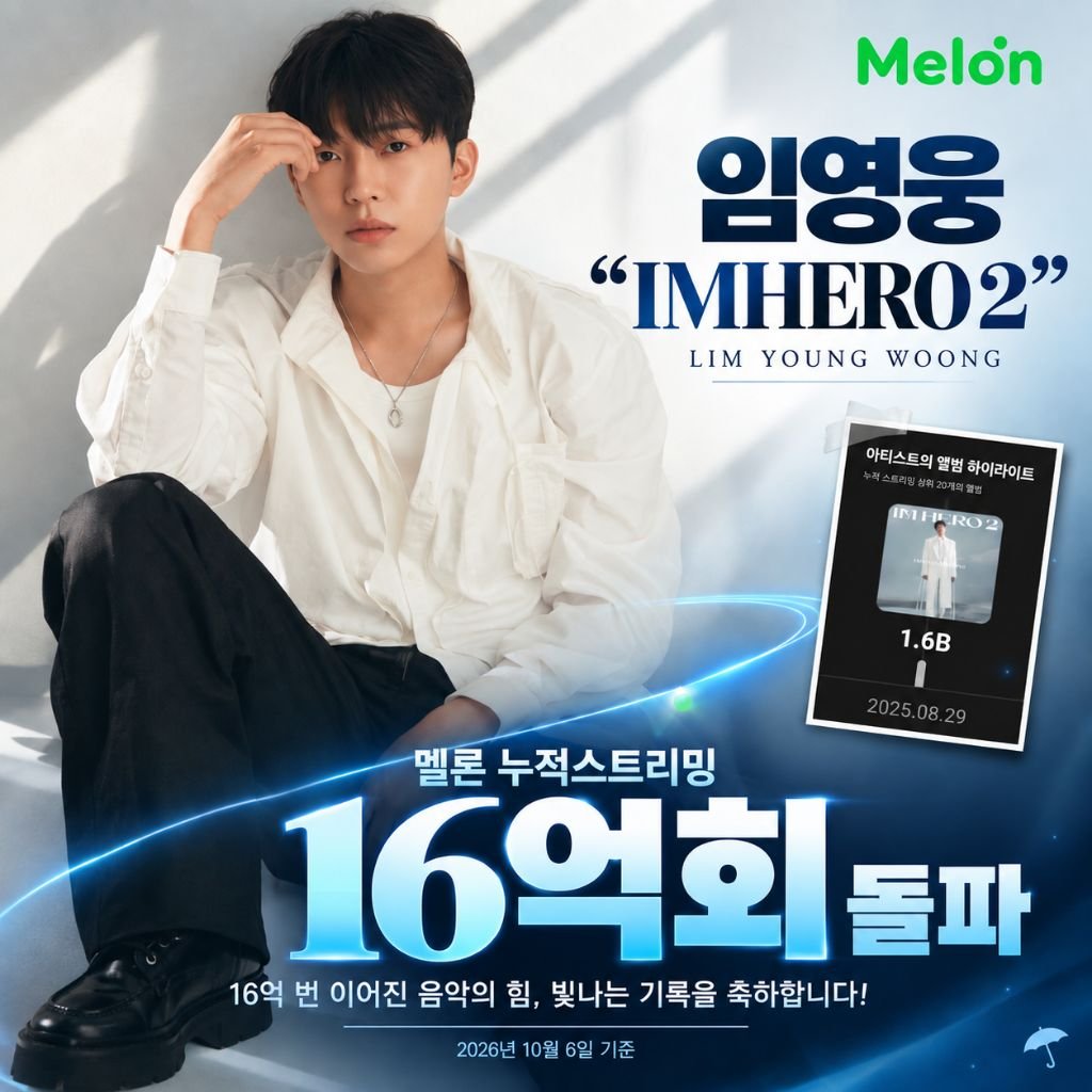 DY67B6iySmY5ddC's tweet photo. 임영웅 'IMHERO 2' 멜론 누적스트리밍 16억회 돌파
음악의 가치는 측정 불가
 들을수록 더 깊어지는 명품 보이스의 저력 ✨
#임영웅 #limyoungwoong
#임영웅_IMHERO10_스페셜디지털앨범
#임영웅_SPECIAL_ALBUM
#임영웅_IMHERO2_16억회
📸 출처 : 임영웅유튜브
📸 편집 : 큰우산 https://t.co/ArlyTP1ysO