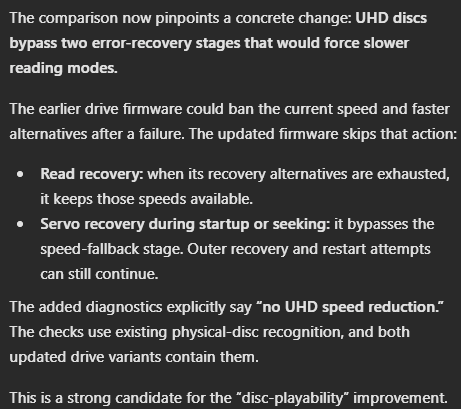 MattHughes's tweet photo. Love this new era of pointing ASI at a new firmware update to validate the manufacturer's claims. 

GPT-6.1 happily reverse-engineered the scrambling and compression of several filesystems to hunt down exactly what changed. https://t.co/lupNPfrhwE