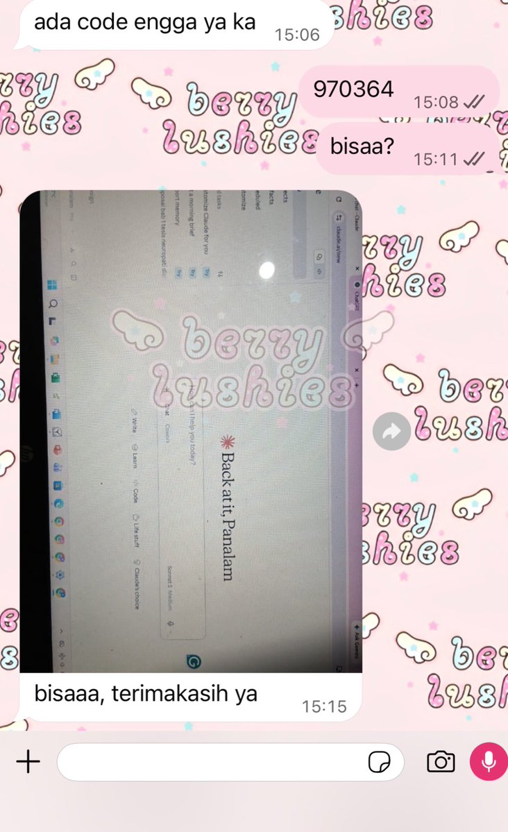 siclse's tweet photo. HAAI AKU READY CLAUDE KLAUDE AI PRO SIAP KIRIM OTP SATSETT🎀🍥🩷

— SHARING (4 USER)
1 вυlαn 165k 

— PRIVATE
1 вυlαn 385k

🍮 ˖ https://t.co/l8ODHQcY0e https://t.co/wfwIy1t3CV