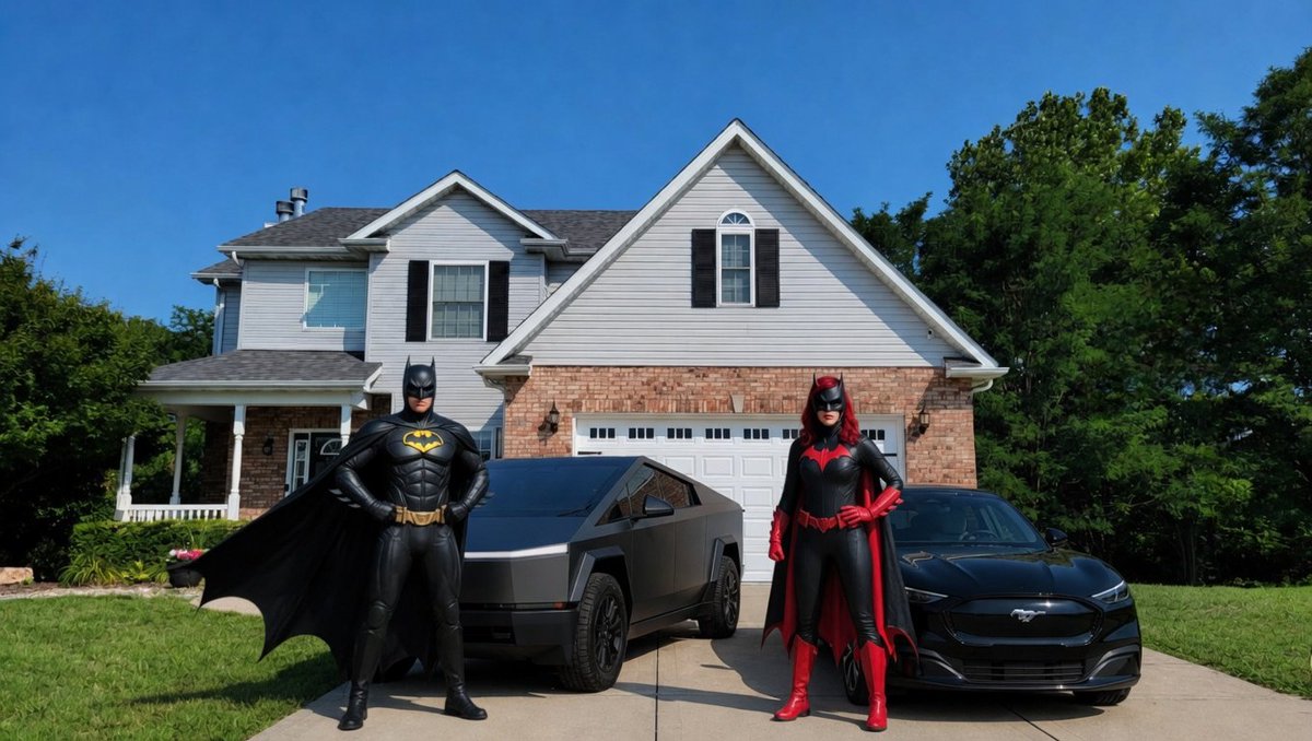 thedayof2012's tweet photo. @MuffinsNsuch I remember drawing this vehicle when I was younger and now it's in my driveway! I call it my batmobile. 🤣
I bought a foundation series five months ago and it's a fun vehicle to drive. Also, very comfortable. 
Definitely buy a gas truck for long range hauling. https://t.co/CGFfC9Vqqe