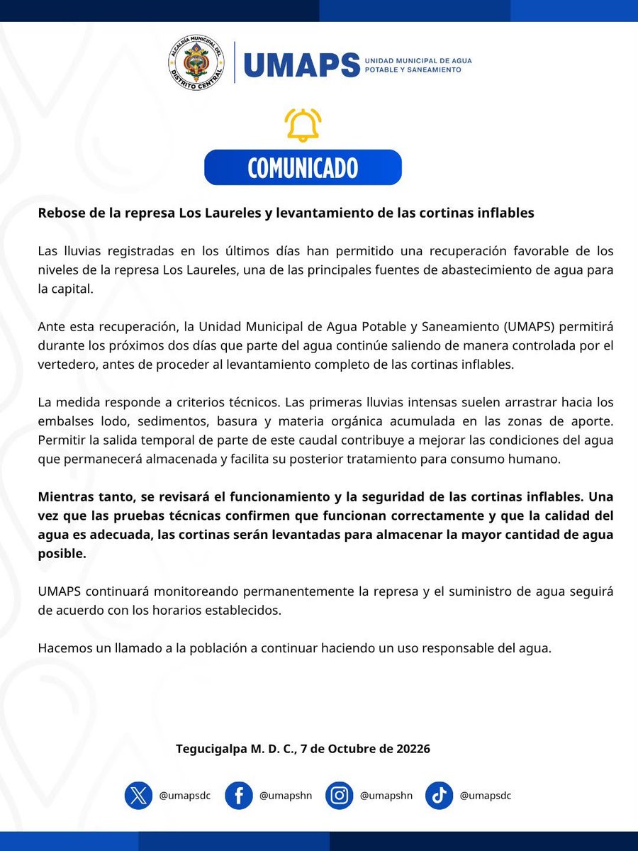 televisur's tweet photo. Umaps informa sobre la represas Los Laureles https://t.co/UXvx0wlqgf