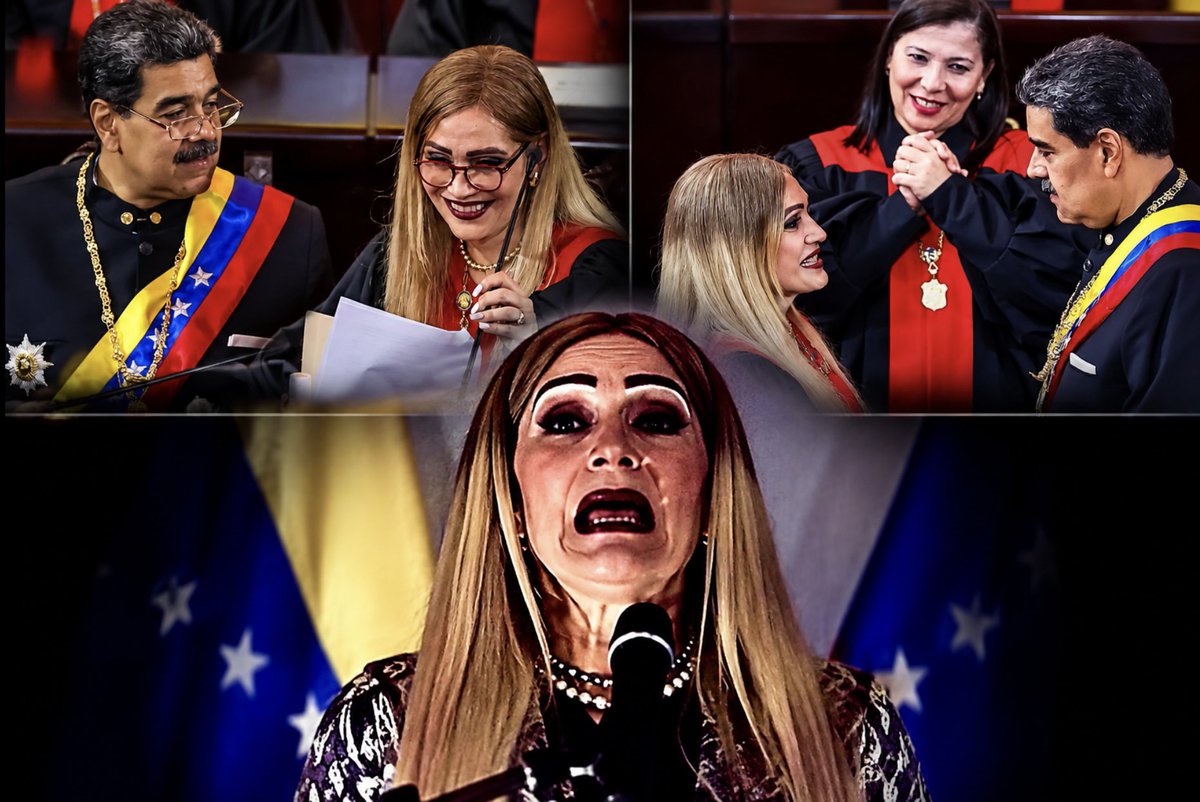 xavierpadilla's tweet photo. TRUMP, VOLTEA P’A QUE T’ENAMORES

Es Caryslia Rodríguez, presidenta del Tribunal Supremo de Justicia y de su Sala Electoral. Es la que dijo haber «auditado» las actas del 28-J y confirmó la victoria de Maduro, sin mostrarlas jamás.
 ¿Quieres vaciar las cárceles? El aparato judicial que ella preside las ha llenado siempre, y las volverá a llenar. Todavía anda en eso. Delcy no la tocará si no se lo ordenas.
 Pero una lata de gusanos se acaba de abrir porque esta mefistofélica judicialista del crimen, quien está sancionada en EEUU por su papel tras las elecciones del 28-J, acaba de ser delatada por otra magistrada del propio TSJ.
    Secuestros, desapariciones, torturas, todo eso y más allí se instruye, sella y sentencia; incluyendo inhabilitaciones, como la de María Corina Machado.
    ¿Recuerdas «tu» Nobel? ¿The fine woman y su regalo? It’s all now on your watch.
    Has demostrado voluntad para mover petróleo, imponer condiciones, negociar acuerdos, decidir quién se sienta con quién, pero te falta el tribunal infernal. Has olvidado a la instancia que puso toga y sello a todos los atropellos en Venezuela por casi tres décadas.
 Sí, mira bien la foto, Donald. ESO que ves allí también está bajo tu mando.
    Si tienes la fuerza, úsala. Con esta gente no se puede emplear algo distinto que la fuerza: lleva más de un cuarto de siglo aprendiendo a doblarse, esconderse, traicionarse, reciclarse.
    Saben esperar. Conocen el arte del tiempo. 
    No creas, pues, que ganaste una guerra sólo porque te entregaron el campo sin disparar. Te lo entregaron para que creyeras que habías ganado. Es decir, te bailaron. Y te están haciendo quedar mal.
    Mira de dónde te está llegando la derrota.
    Mejor dicho, esta foto te importa.
    Mírala bien, no es IA.
    Es Satán en toga.

X. P.
