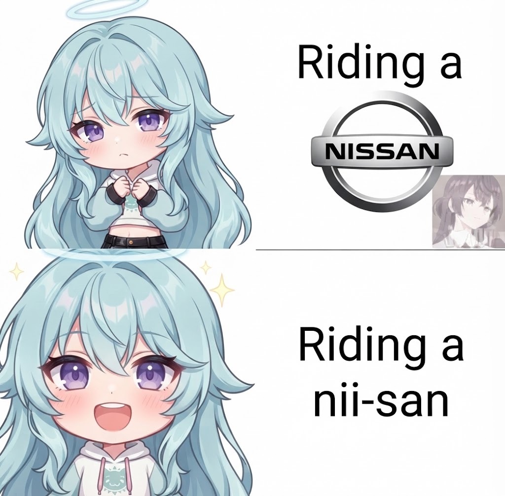 Fairy_vt_'s tweet photo. Car enthusiasts: 🚗 | Anime fans: 👀

#AnimeMeme #NiiSan #Nissan #Vtuberㅤ https://t.co/fu0ZYr2XdC