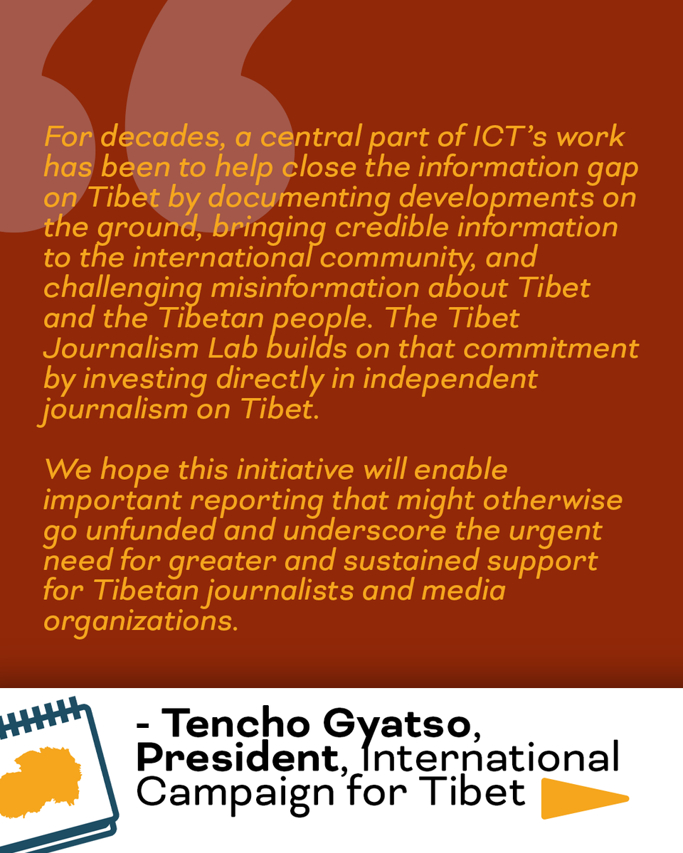 SaveTibetOrg's tweet photo. Introducing the Tibet Journalism Lab - Applications Now Open!
The International Campaign for Tibet is pleased to launch a new initiative supporting independent journalists and media organizations producing investigative and in-depth reporting on developments inside #Tibet.

For more details about the Tibet Journalism Lab: https://t.co/bCORHCwAfn

Apply by November 15, 2026.