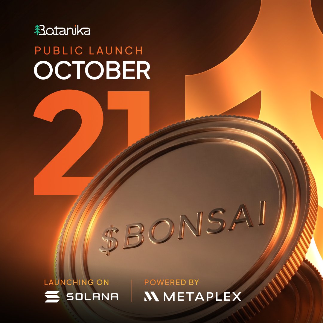 botanika_sol's tweet photo. The Botanika public sale has been rescheduled to October 21st.

The sale will take place on @solana, powered by @metaplex.

October 21st. Save the date. https://t.co/J0ngNIyROf