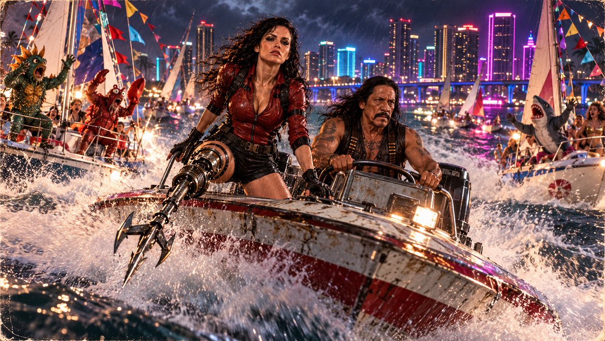 hansgruberhitit's tweet photo. Film 3: Planet Terror IV: Blood in the Water
DC-2 hits the Gulf Stream and the sickos can swim. Cherry gets a grappling-hook leg, Machete runs an infected regatta, and Earl beats Dexter to his target.
#GrindhouseVerse #PlanetTerror #CherryDarling #Machete #DexterResurrection https://t.co/7OQ9qnMHzU