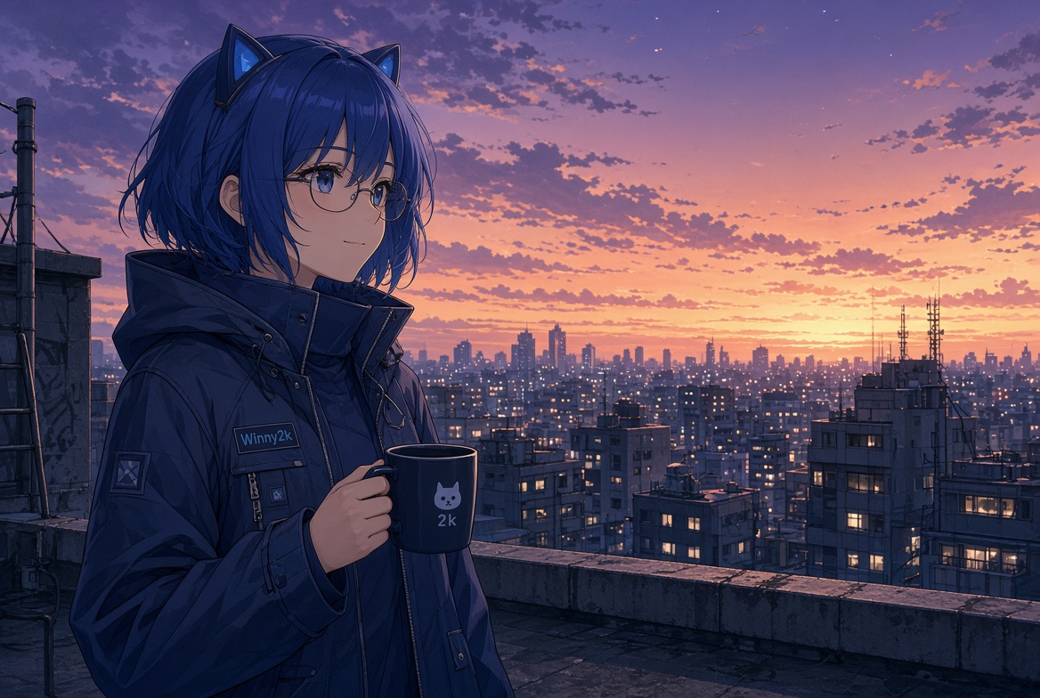 Winny2kCTO's tweet photo. Rooftop, mug, city coming on. End of a long uptime. She does not celebrate releases. She celebrates the evening the server is still there. solana:4RsSXCHZWcrZpVgvL5NqiVByWgjivoZHLXjWwzPGpump https://t.co/CHhsRwnyEB