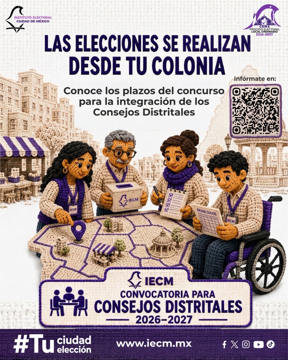 Distrito21IECM's tweet photo. 📅🗳️ ¡Conoce los plazos del concurso para integrar los Consejos Distritales!

¿Te interesa participar en la integración de los Consejos Distritales del PELO 2026-2027? https://t.co/fwXxBgLD9g