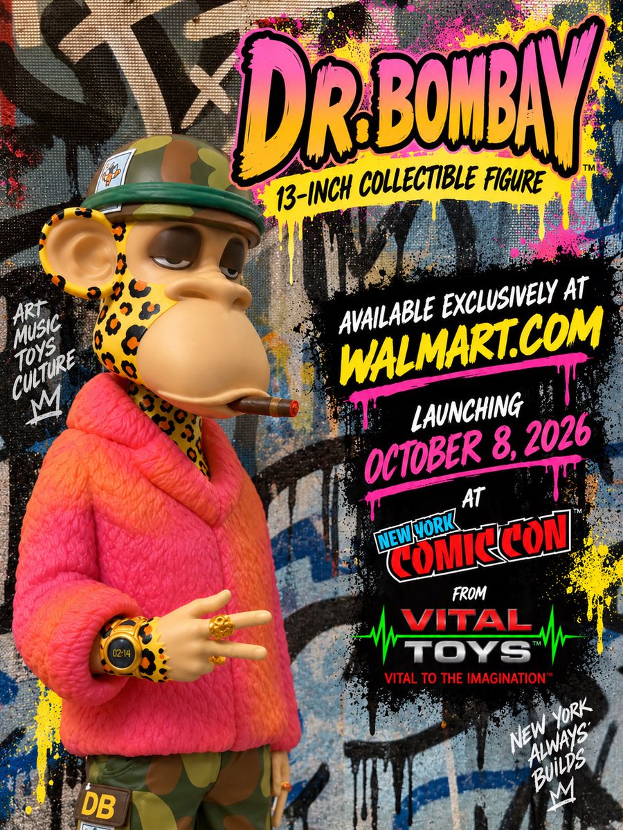 NiftysWorld's tweet photo. DON’T JUST WATCH CULTURE. COLLECT IT. 🔥 
Dr. Bombay brings music, art and collectible culture together in one 13-inch piece from @VitalToys. 
Who’s adding him to the collection? https://t.co/thMOJB4hi8 
@DrBombay @Walmart #DrBombay #Walmart #CollectTheCulture https://t.co/PrgvvurNOm