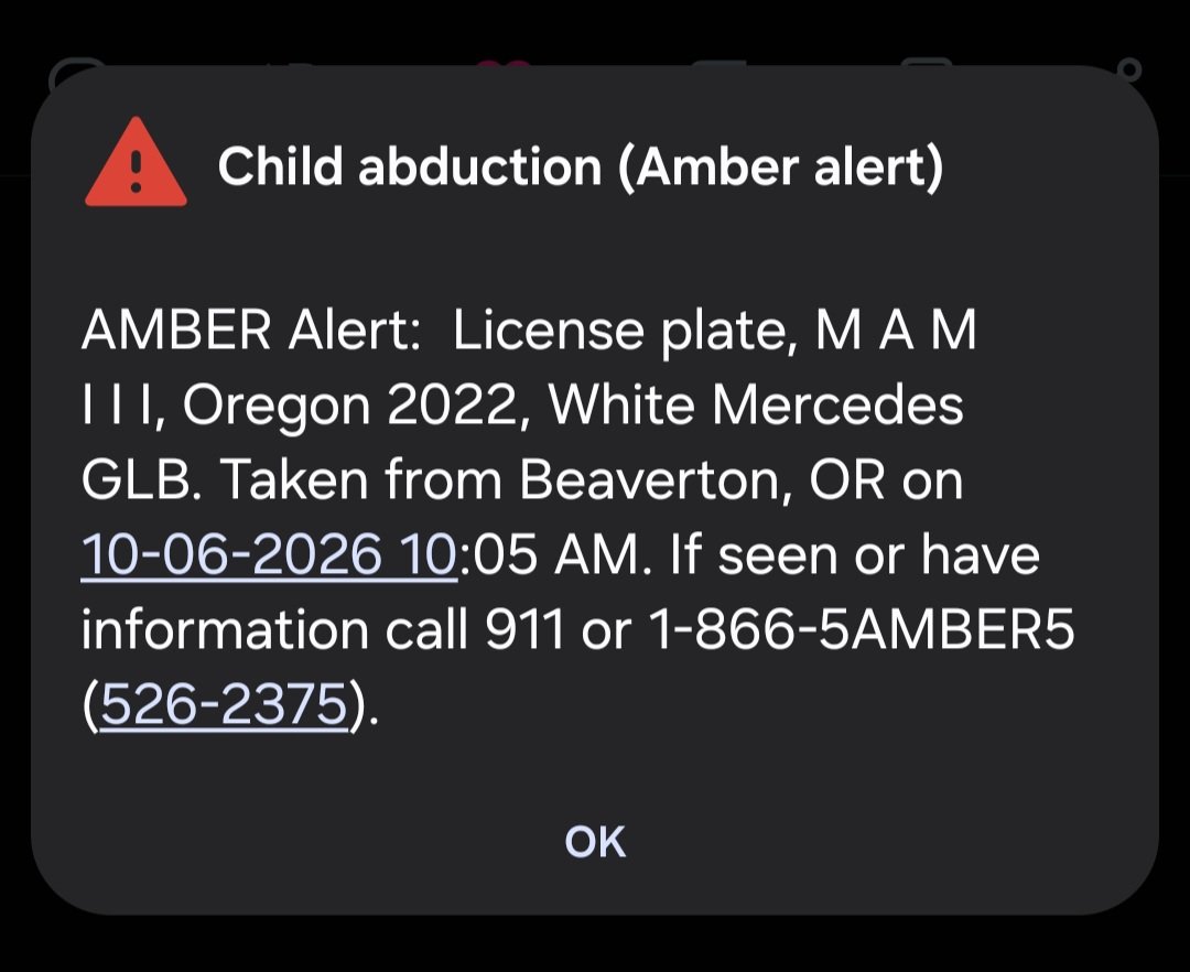 Cready_Stomp23's tweet photo. 🚨🚨🚨🚨
I JUST RECEIVED THIS AMBER ALERT. https://t.co/b63lqDhxpK