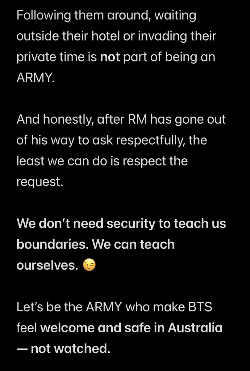 AUS_BTS_FUNDING's tweet photo. Aussie ARMY,  WE  ARE respectful and NORMAL  right? 💜@bts_aus @btsarmystreamer @BTSAussieCharts https://t.co/5nlOMkacnM