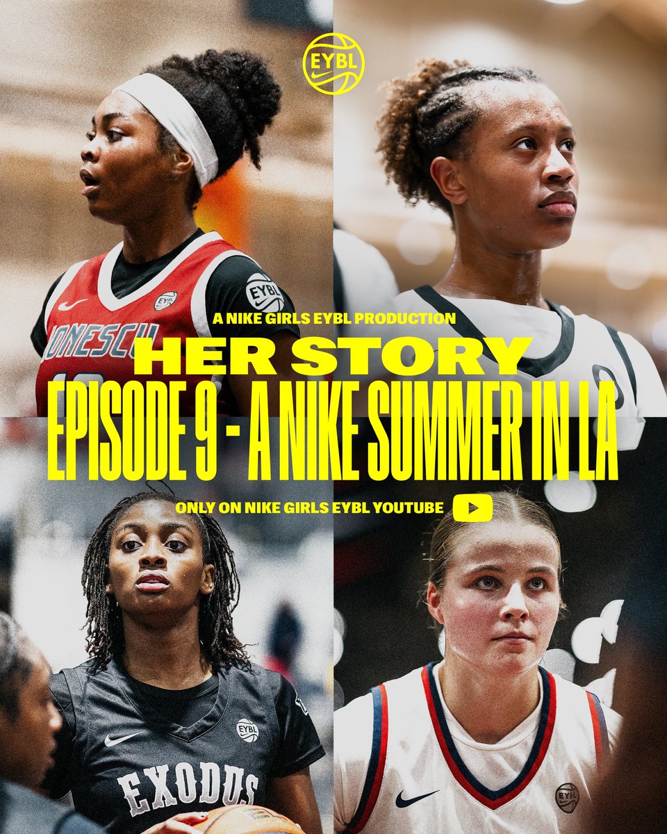 NikeGirlsEYBL's tweet photo. Her Story Episode 9 featuring @AmyNduka2028, Charis Rainey, @AshleyMaccalla, and @ChloeJohnsonMN drops Monday at 3pm PT exclusively on the Nike Girls EYBL YouTube page. 🎥🏀 #2026EYBL https://t.co/i3fVtDNxiM