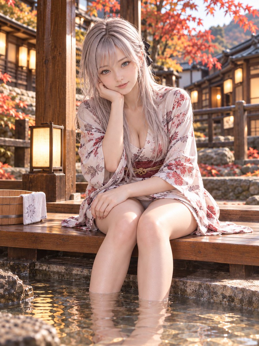 ekkuruya's tweet photo. 朝晩がだいぶ涼しくなりましたね
足湯に浸かるうちの子
#AIart #AI美少女 https://t.co/nGcEqD5T2B