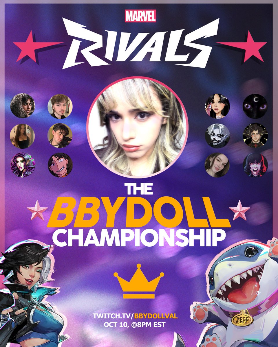 bbdollval's tweet photo. THIS SATURDAY... come and watch your favorite content creators face off in a 6v6 marvel rivals match to be crowned... Best Dolls👀
https://t.co/q8SuLLlE3W https://t.co/7bx0j87tJv