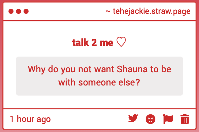 tehejackie's tweet photo. shauna would tell me if she wanted someone and she has yet to tell me soooo... https://t.co/J7pzynzq2I