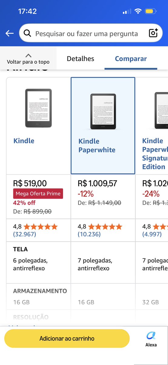 crfvitoriax's tweet photo. GENTE ME AJUDEM, QUERO UM KINDLE QUAL É MELHOR? O NORMAL OU O PAPERWHITE????? https://t.co/mcwcEHZO7P