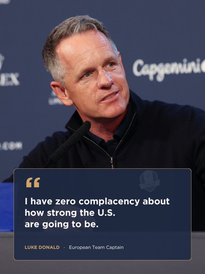 5ClubsGolf's tweet photo. .@LukeDonald isn’t letting a Ryder Cup win create complacency.

From Europe’s underdog mentality to the challenge he expects from the U.S., the European Team captain offered plenty of insight at Adare Manor.

Three quotes that stood out 👇

Watch the @rydercup press conference coverage: https://t.co/d717GlhAIs

@Garywilliams1Up | @GolfChannel | @SiriusXMPGATOUR | @SiriusXMSports | @RyderCupEurope 

#5Clubs #RyderCup #LukeDonald #TeamEurope #Golf