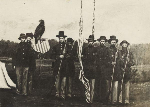 xPrinceJuba's tweet photo. 🦅 Meet Old Abe the Civil War’s most unusual soldier.

During the Civil War, Wisconsin’s 8th Infantry Regiment had a very unusual mascot: a live bald eagle named Old Abe.

He marched with the soldiers, appeared at military ceremonies, and even accompanied the regiment into battle.

Old Abe became so famous that Confederate soldiers reportedly nicknamed Wisconsin’s troops the “Eagle Brigade.”

Imagine looking across the battlefield and realizing the enemy regiment has brought an actual bald eagle with them.” 😂🦅🇺🇸

Old Abe survived the war and became a beloved Wisconsin legend.