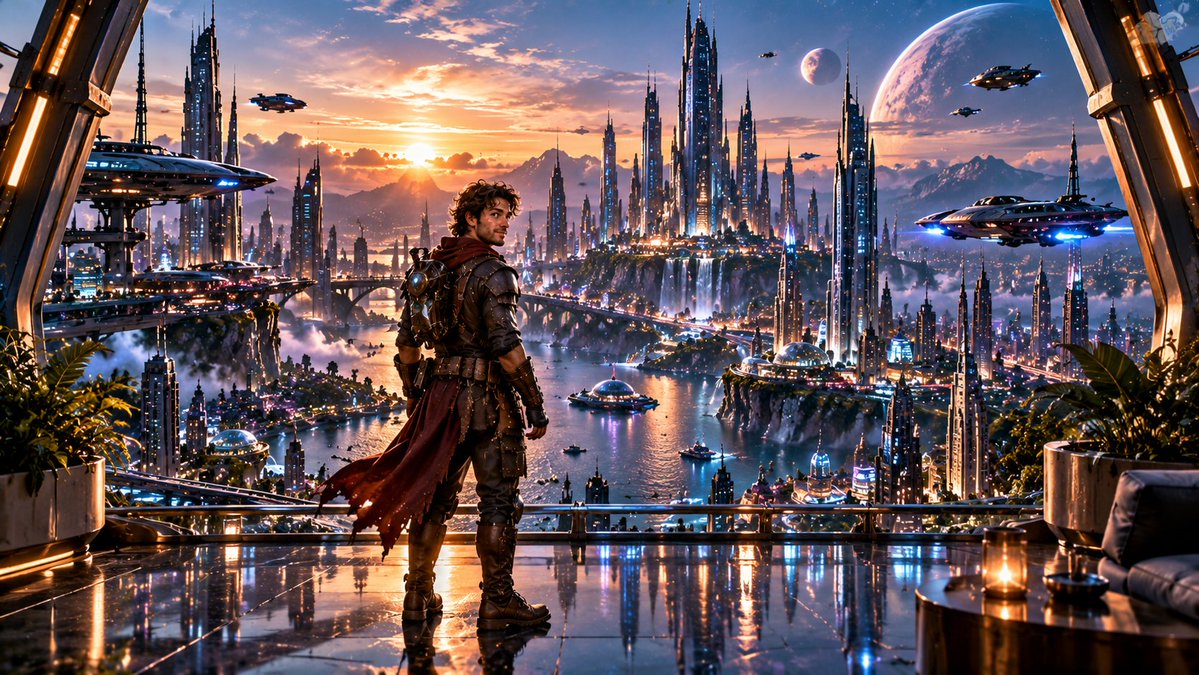 Splinter737's tweet photo. @TinWhistleLoFi @Galateaxprnc @SIron21023 @abm_velvet @opsverum Before and after: when your sci‑fi hero tells the AI “make it more epic.” From sleek galactic calm to total neon chaos — extra limbs, floating cities, and physics crying for mercy. The art of precision vs. glorious overload. 🚀✨
#SciFiArt #AIComedy #EpicScene https://t.co/w8Da0uLi0R